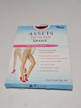 SPANX Assets Red Hot Label Super Control Shaping Pantyhose Blkst Black Size 2/B